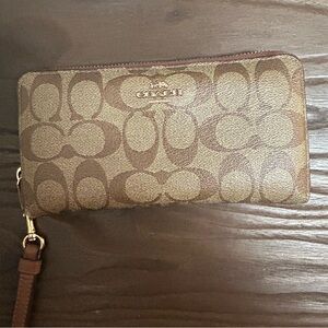 Coach Tan and Brown Wristlet